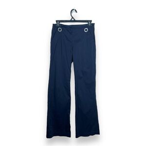 Y2K ERA EXPOSITE DARK BLUE FLARE PANTS STRETCH COTTON BLEND SIZE 0